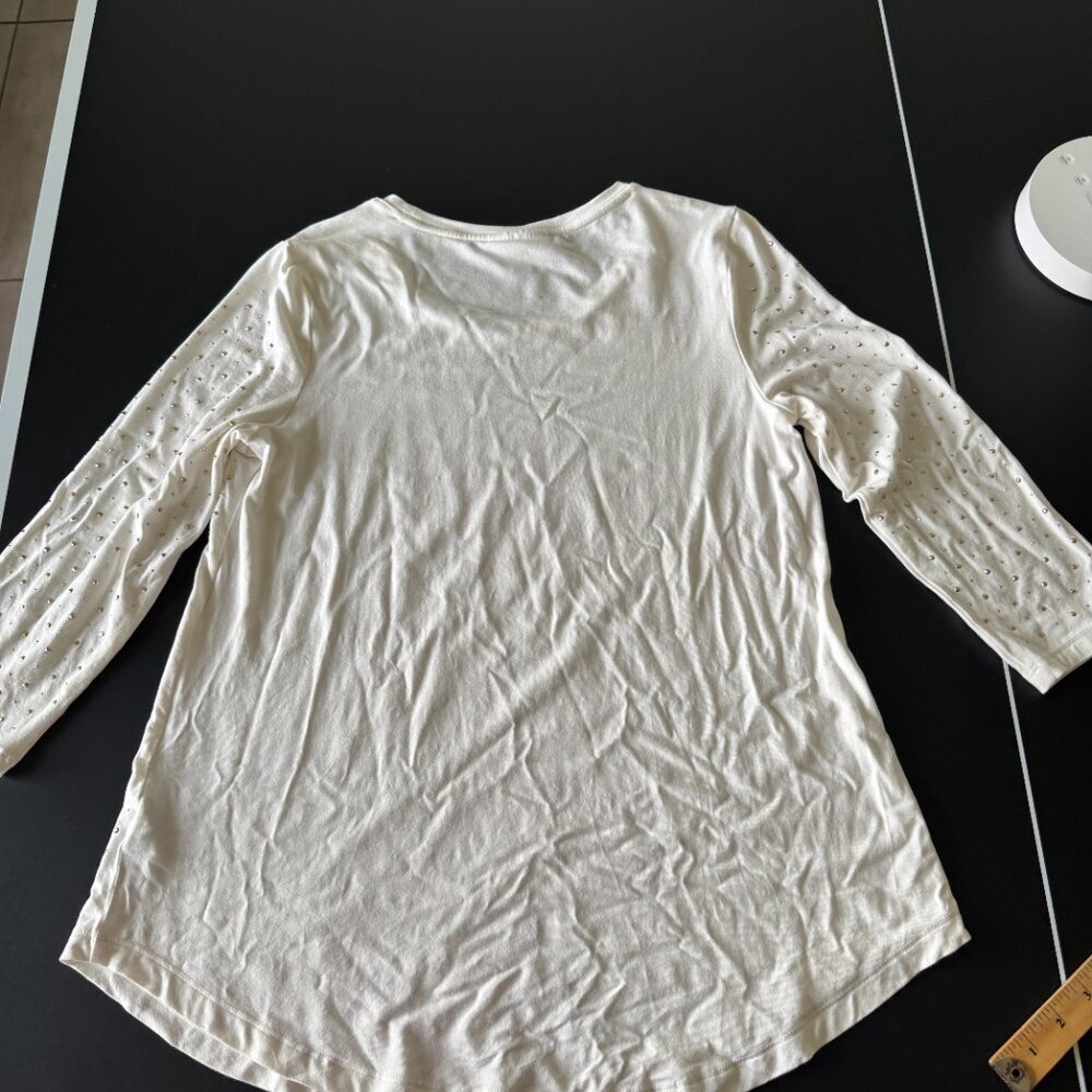 🔥 4 for $20 DEAL 🔥JM Collection Women’s White Studded Top Size S 3/4 - Picture 9 of 12